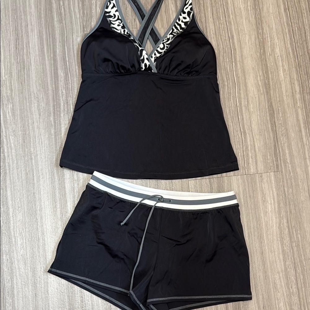 LANDS END Tankini Two Piece Shorts Top Swimsuit 4/6